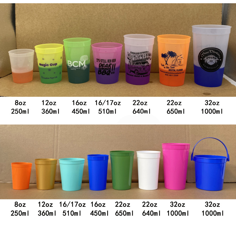 2024 Promotional Personalized Custom 12oz 16oz 22oz Plastic Beer Wedding Party Event Cup Stadium Cups