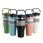 Promotional Travel Camping Car Coffee Milk 20oz 30oz Double Wall Stainless Steel Tumbler with Handle and Straw