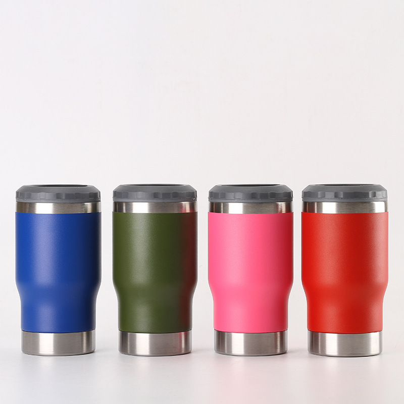 Cola Travel Car Beer logo Custom Double Wall Stainless Steel 4 in 1 14oz Coffee Mug Can Drinking Cooler with Bottom Bottle Open