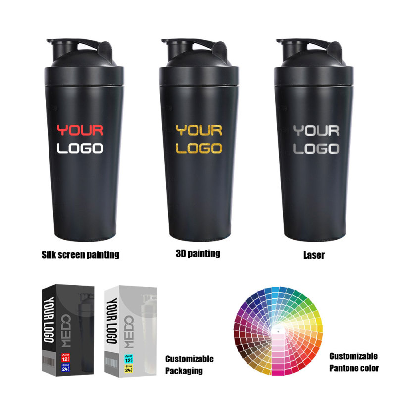 Wholesale Customized Stainless Steel  500ml 750ml Sport Double Wall Insulated Protein Shaker Bottles for Gym Fitness Sports