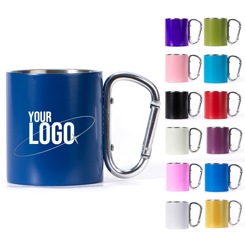 Wholesale Custom LOGO Camping Mugs Climbing Travel Camping Outdoor Trip Stainless Steel Mugs Carabiner Mug With Buckle