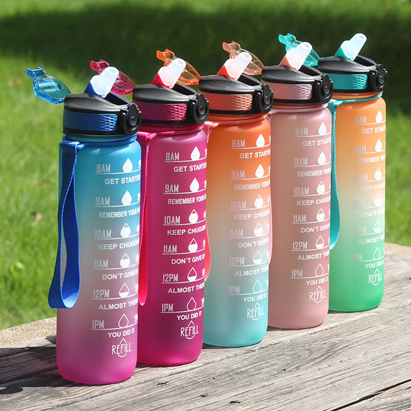 Wholesale Eco Friendly Plastic Water Bottle Custom Motivational Bpa Free 32oz Reusable Gym Sport Water Bottle