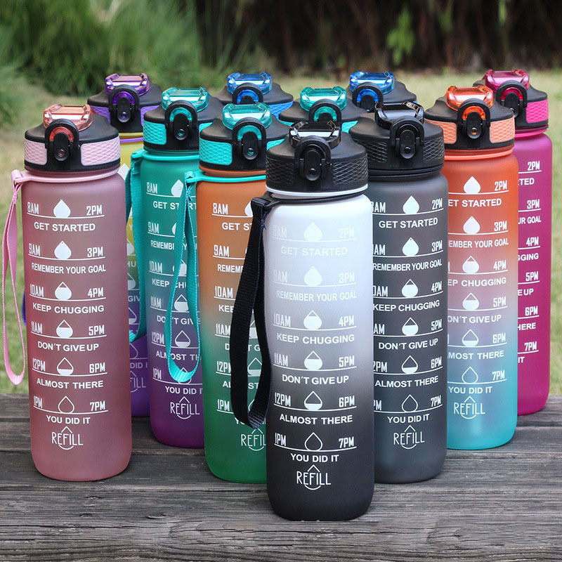 Wholesale Eco Friendly Plastic Water Bottle Custom Motivational Bpa Free 32oz Reusable Gym Sport Water Bottle