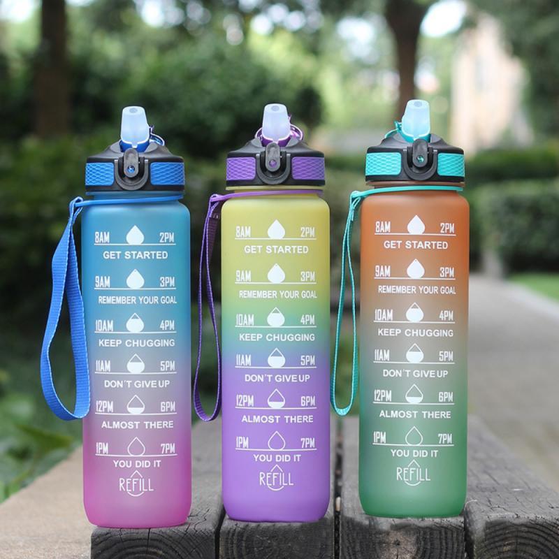 Wholesale Eco Friendly Plastic Water Bottle Custom Motivational Bpa Free 32oz Reusable Gym Sport Water Bottle