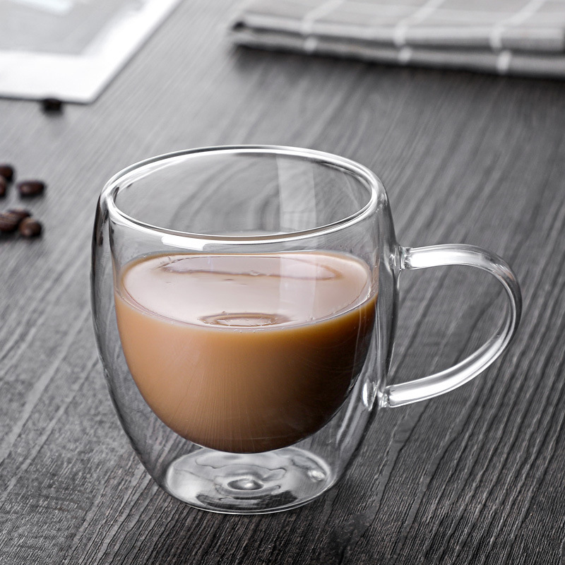 Custom Promotional 250ml 350ml 450ml Double Wall Borosilicate Glass Coffee Beer Cup Mug With with Bamboo Lid