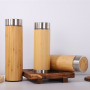 Wholesale Factory 350ml 450ml Bamboo Water Bottle Vacuum Stainless Bottle Tea Tumbler Coffee Mugs and Cups with Lids