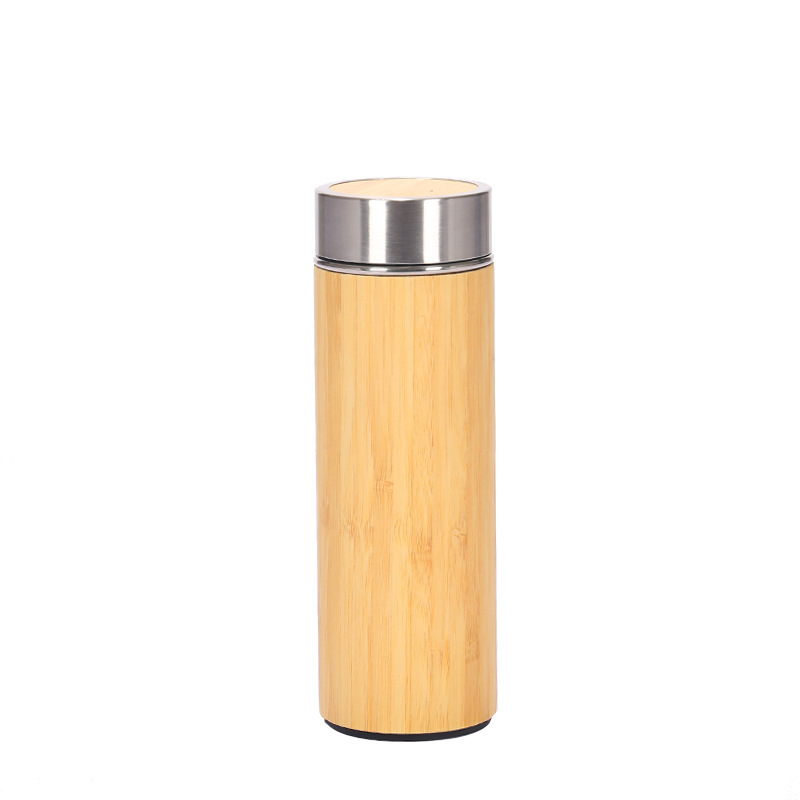 Wholesale Factory 350ml 450ml Bamboo Water Bottle Vacuum Stainless Bottle Tea Tumbler Coffee Mugs and Cups with Lids