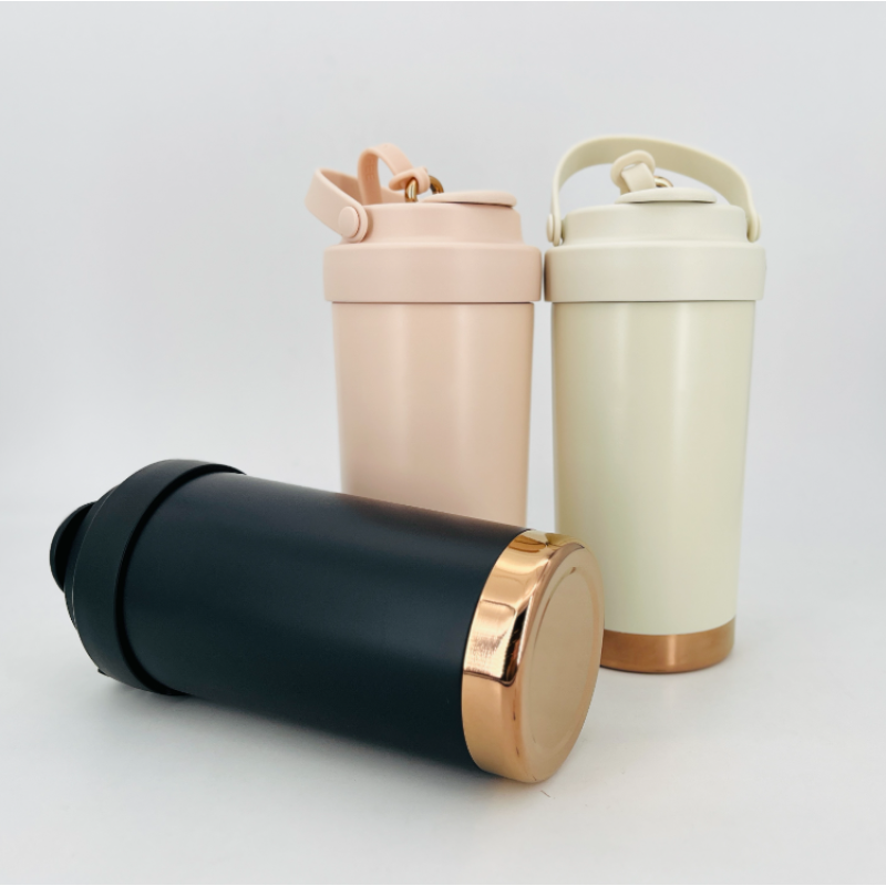Wholesale High Quality 500ml Reusable Coffee Cup 316 Stainless Steel Liner Ceramic Liner Triple Drinking Spout Cups of Coffee