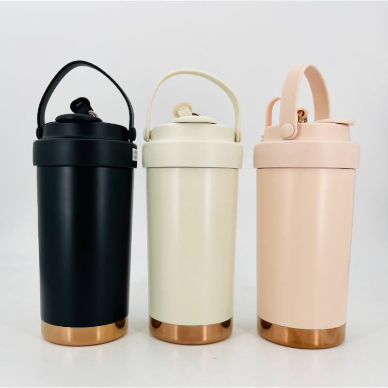 Wholesale High Quality 500ml Reusable Coffee Cup 316 Stainless Steel Liner Ceramic Liner Triple Drinking Spout Cups of Coffee