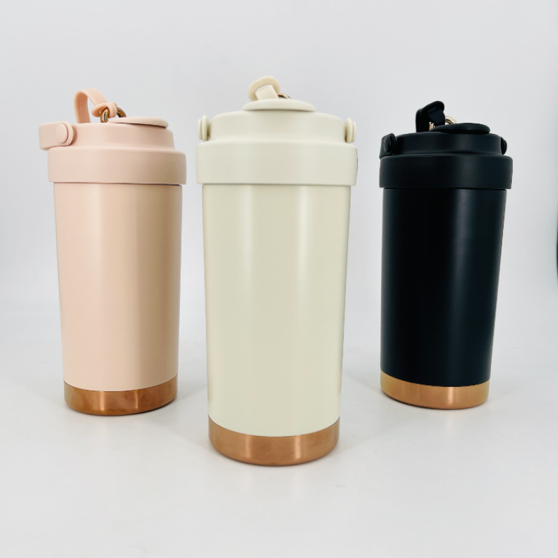 Wholesale High Quality 500ml Reusable Coffee Cup 316 Stainless Steel Liner Ceramic Liner Triple Drinking Spout Cups of Coffee