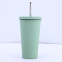 High Quality 500ml Rubber Painting Coffee Cup Drinking Tumblers Portable Mugs Stainless Steel Straw Cup