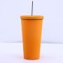 High Quality 500ml Rubber Painting Coffee Cup Drinking Tumblers Portable Mugs Stainless Steel Straw Cup