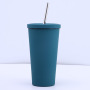 High Quality 500ml Rubber Painting Coffee Cup Drinking Tumblers Portable Mugs Stainless Steel Straw Cup