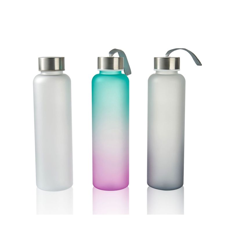 BPA Free Time Marker Portable 32oz Sport Plastic Tritan Water Bottle Frosted Glass Bottle with Strap
