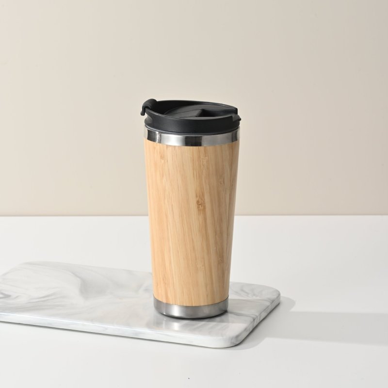 Personalize Travel Mug Vacuum Flask Stainless Steel Bamboo Shell Coffee Mug Tumbler Cups in Bulk