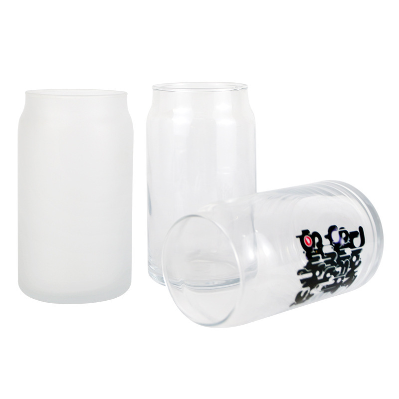 DIY Gift Use 12 oz 16 oz Cola Glass Can Mugs Tumbler Shaped Bamboo Lid Cola Beer Cup with Bamboo Lid and Straw in Bulk