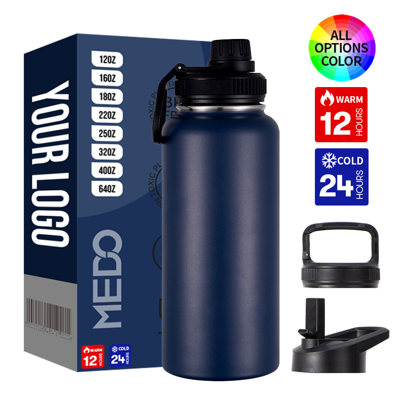 Wholesale Custom LOGO Double Wall Vacuum Insulated Thermos Stainless Steel Water Bottle With Straw Drinking
