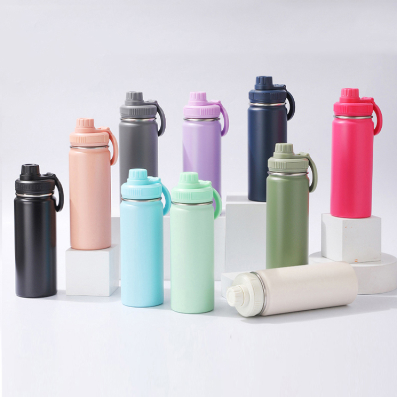 Wholesale Custom LOGO Double Wall Vacuum Insulated Thermos Stainless Steel Water Bottle With Straw Drinking
