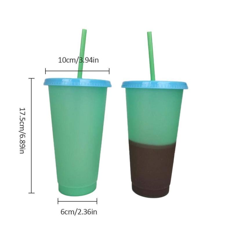 Hot Sale 700ml Lid Straw Tumbler Drinking Water Temperature Gradient Reusable pp 24oz Color Changing Plastic Cup