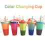 Hot Sale 700ml Lid Straw Tumbler Drinking Water Temperature Gradient Reusable pp 24oz Color Changing Plastic Cup