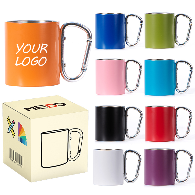 Wholesale Custom LOGO Climbing Travel Camping Outdoor Stainless Steel Mugs Insulated Coffee Mug Carabiner Mug With Buckle
