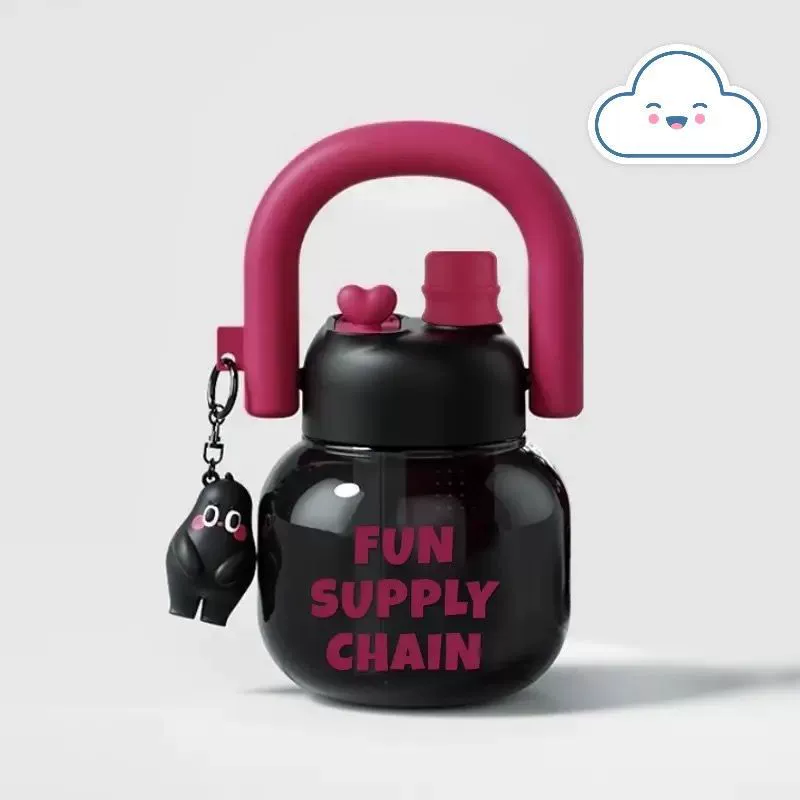 Big Belly Cup Double Drinking Cup Carrying Pot Large Capacity Cute Ton Ton Bucket Male and Female Students Trend Plastic Cup