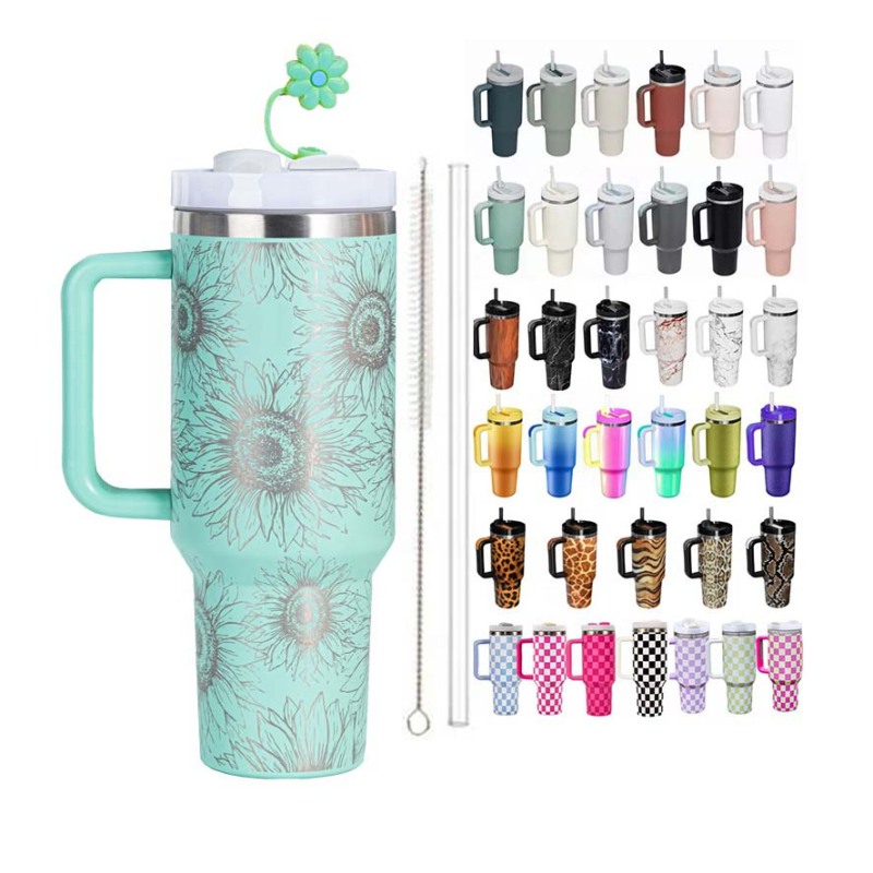 Wholesale 40oz Best Selling Tumbler Portable Travel Powder Coated Double Wall Stainless Steel Thermal Tumbler With Straw