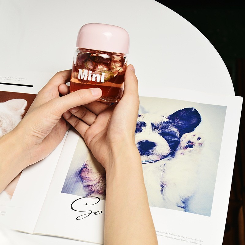 High Quality Wholesale Portable BPA Free Korean Creative Mini Glass Bottle With Lope for Student