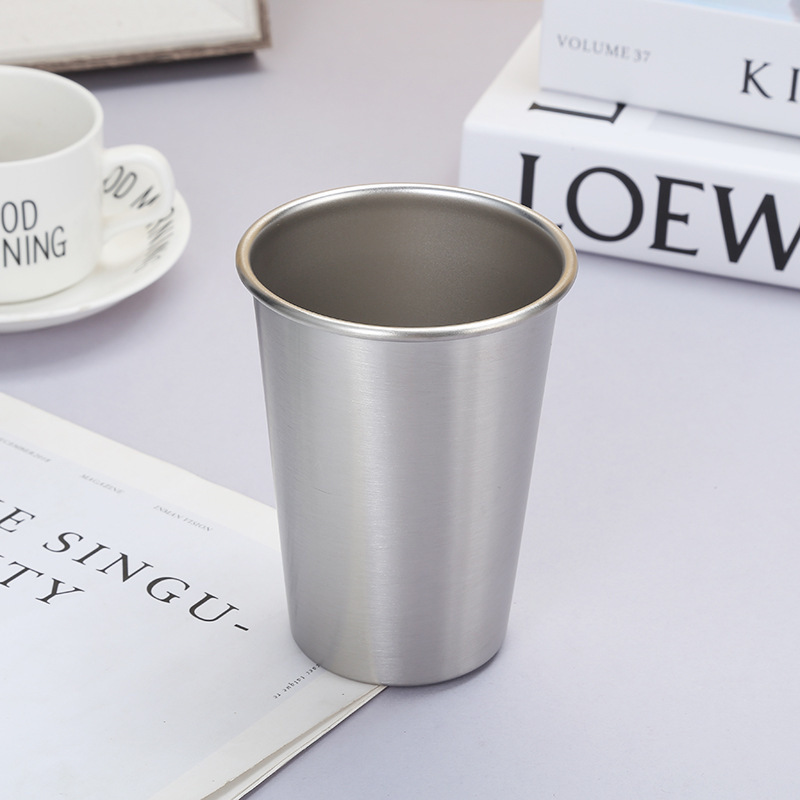 Wholesale Premium 350ml 500ml Kids Pint Cup Durable Single Walled Tumbler Cups Stainless Steel Stackable Cup