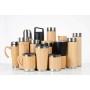 Wide Mouth Double Wall Bamboo Tumbler Stainless Steel Bamboo Water Bottle Customized Logo with Leak Proof Lid
