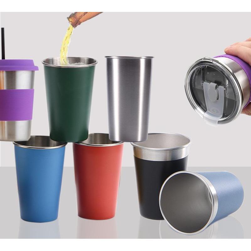 Wholesale Stackable Single Wall 16oz Stainless Steel Coffee Mug, 16oz 304 Stainless Steel Pint Tumbler Drink Mug