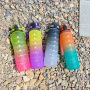 Promotional 1000ml Gradient Color Time Marker Plastic Water Bottle Cup for Children Cup Cute Strap Bottles