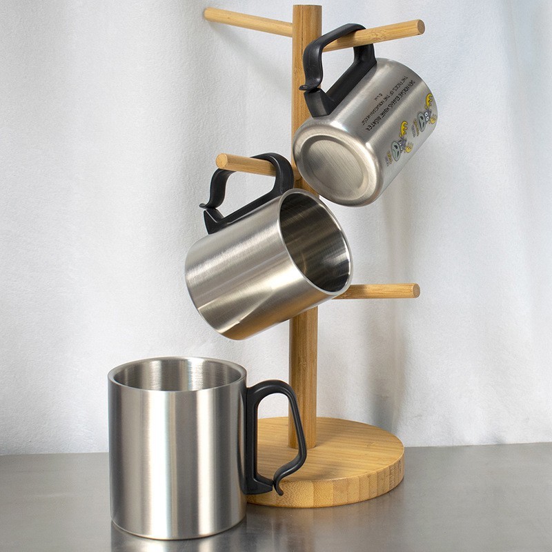 Wholesale Customized Mug 220ml 350ml Double-Wall Camping Accessories Stainless Steel Carabiner Mug With Handle Lid