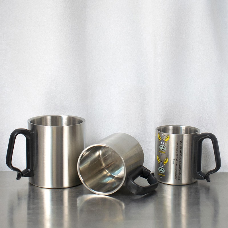 Wholesale Customized Mug 220ml 350ml Double-Wall Camping Accessories Stainless Steel Carabiner Mug With Handle Lid