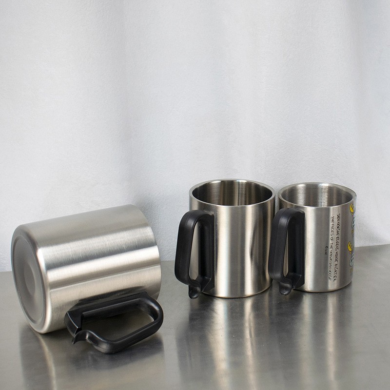 Wholesale Customized Mug 220ml 350ml Double-Wall Camping Accessories Stainless Steel Carabiner Mug With Handle Lid