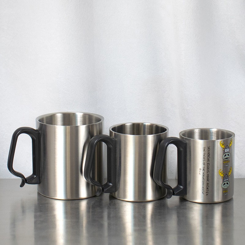 Wholesale Customized Mug 220ml 350ml Double-Wall Camping Accessories Stainless Steel Carabiner Mug With Handle Lid