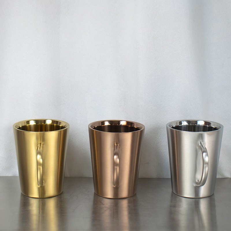 Wholesale Hot Sales 350ml Double-Wall Camping Travel Milk Coffee Cup Stainless Steel Coffee Cup With Handle