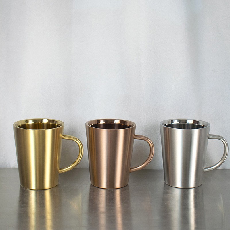 Wholesale Hot Sales 350ml Double-Wall Camping Travel Milk Coffee Cup Stainless Steel Coffee Cup With Handle