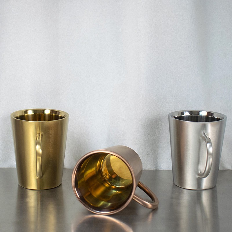 Wholesale Hot Sales 350ml Double-Wall Camping Travel Milk Coffee Cup Stainless Steel Coffee Cup With Handle