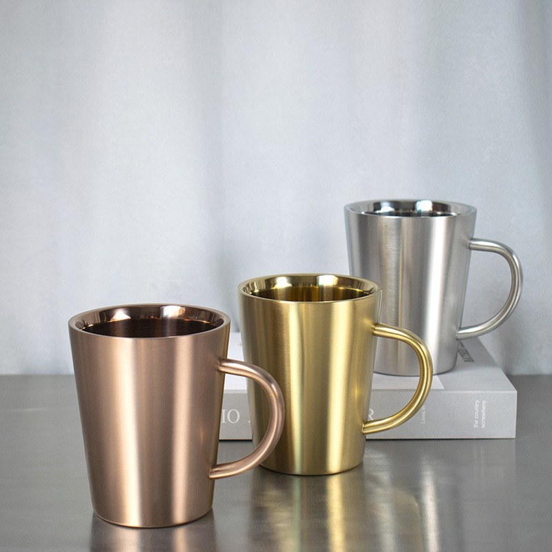 Wholesale Hot Sales 350ml Double-Wall Camping Travel Milk Coffee Cup Stainless Steel Coffee Cup With Handle