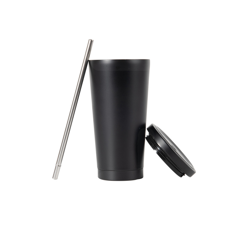 High Quality Double Wall Stainless Steel Insulated Water Bottle Coffee Mug With Straw