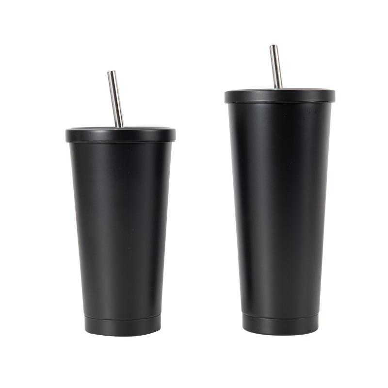 High Quality Double Wall Stainless Steel Insulated Water Bottle Coffee Mug With Straw