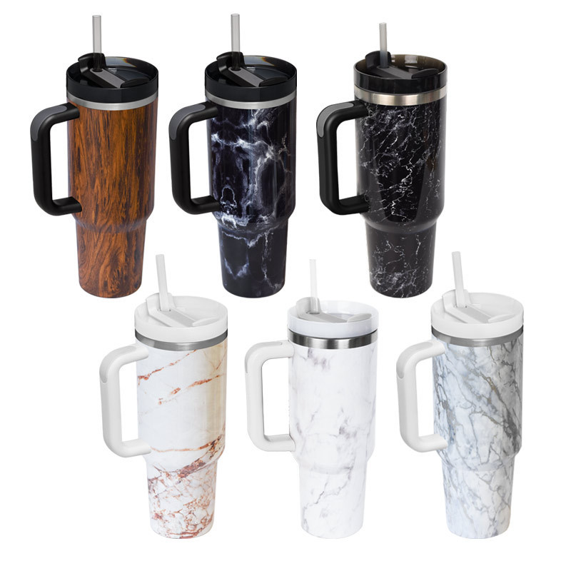MEDO Custom Logo Double Wall Stainless Steel Vacuum 40oz Tumbler Outdoors Travel Coffee Mug With Handle and Straw