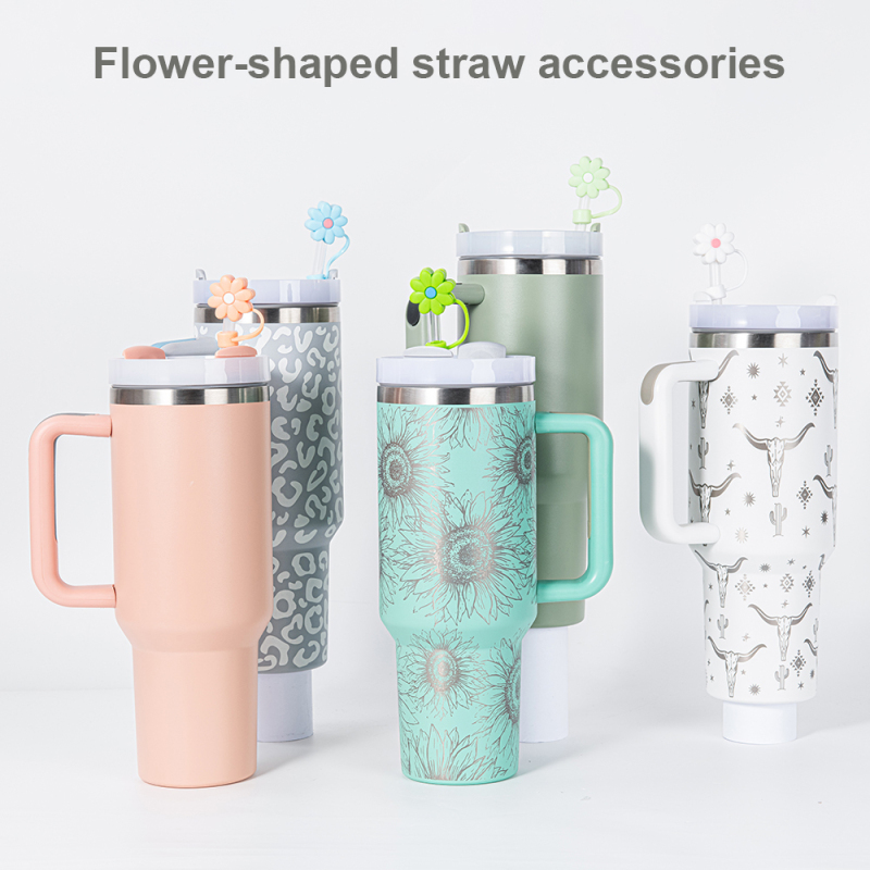 MEDO Custom Logo Double Wall Stainless Steel Vacuum 40oz Tumbler Outdoors Travel Coffee Mug With Handle and Straw