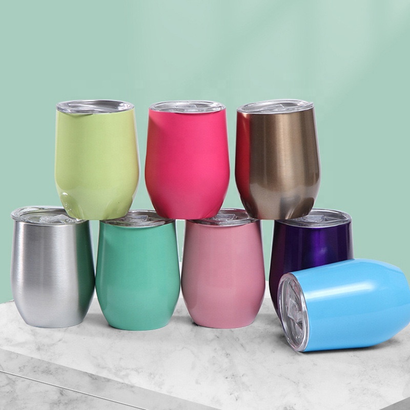 Wholesale 12oz Custom logo Stainless Steel 304 Egg Mugs Tumbler Travel Insulated Beer Tea Coffee Thermo Mug Cup with Lid