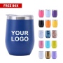 Wholesale 12oz Custom logo Stainless Steel 304 Egg Mugs Tumbler Travel Insulated Beer Tea Coffee Thermo Mug Cup with Lid