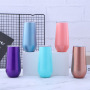 Wine Glass Champagne Flutes 6oz clear Tumblers with Lid and Straw Wholesale Wine Tumbler Mug Vacuum Glass Egg Shaped Cup
