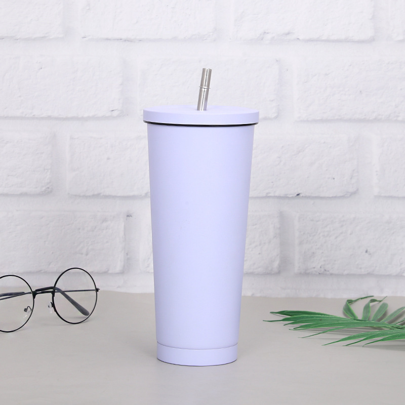 High Quality Custom Logo 500ml 750ml Coffee Tumbler Double Wall Stainless Steel Car Travel Insulated Tumbler With Straw