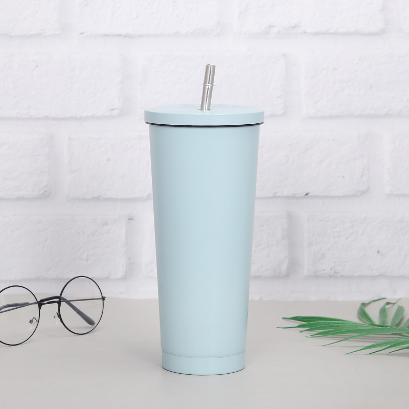 High Quality Custom Logo 500ml 750ml Coffee Tumbler Double Wall Stainless Steel Car Travel Insulated Tumbler With Straw
