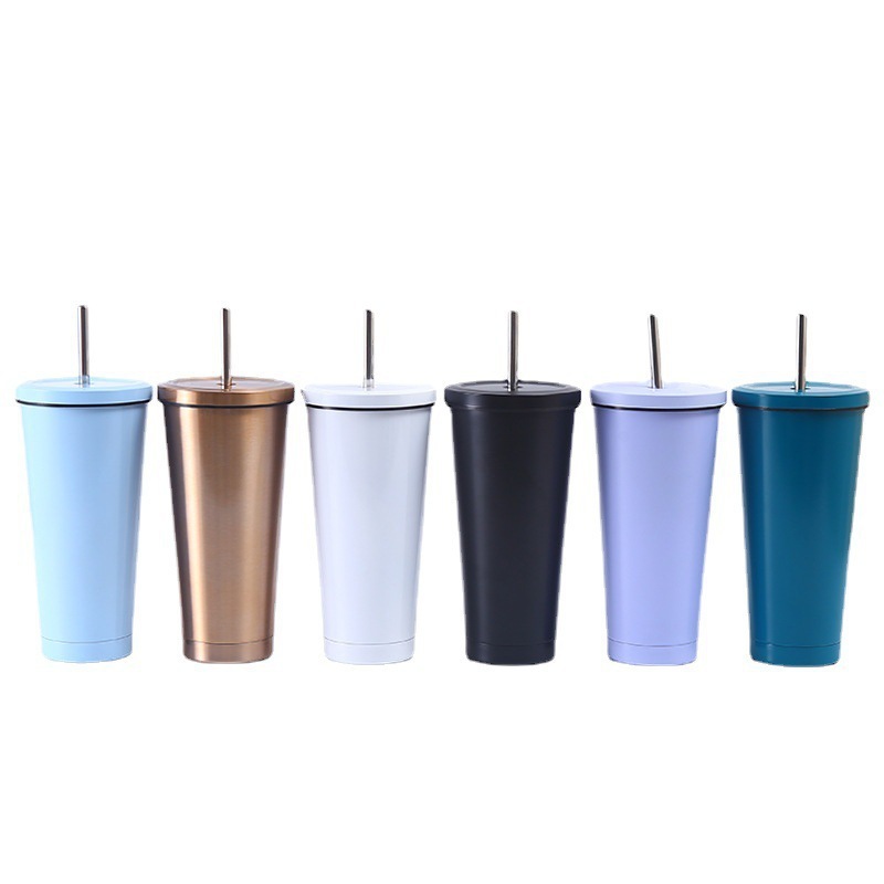 High Quality Custom Logo 500ml 750ml Coffee Tumbler Double Wall Stainless Steel Car Travel Insulated Tumbler With Straw